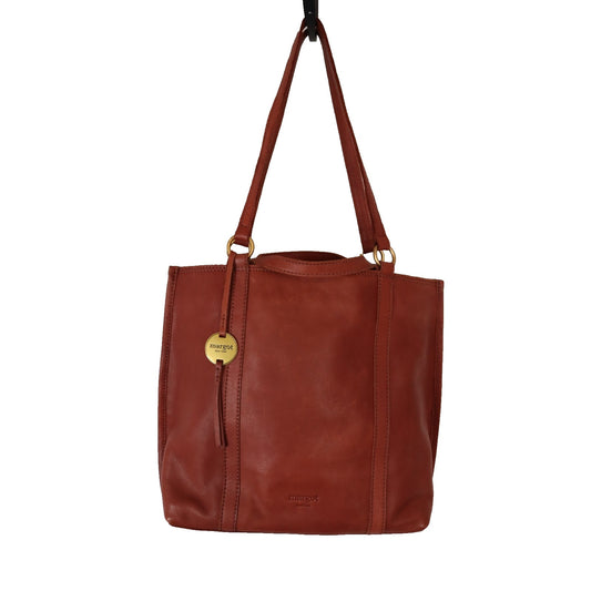 Margot Soft Leather Double Handlex2 Shoulder Tote Top Handle Brown