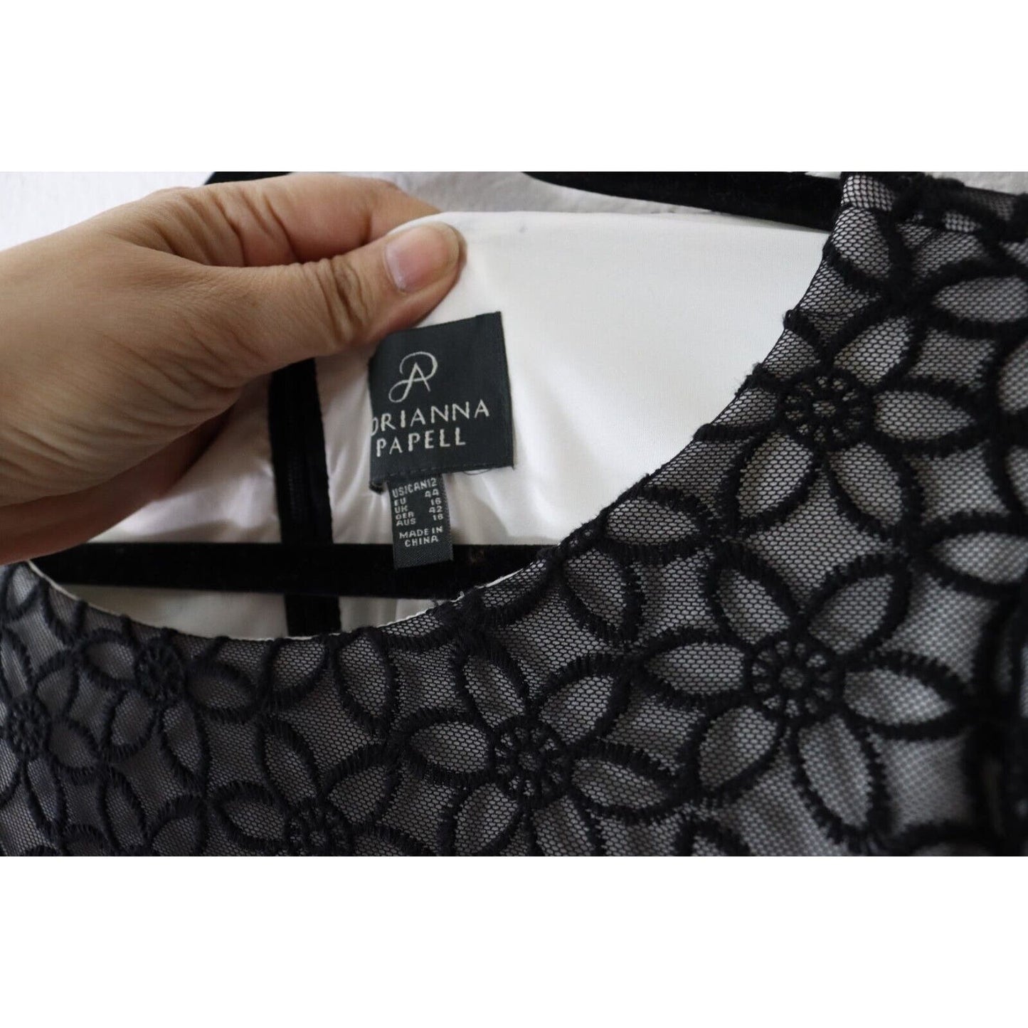 Adrianna Papell Dress Size 12 Black and White Evening Dress