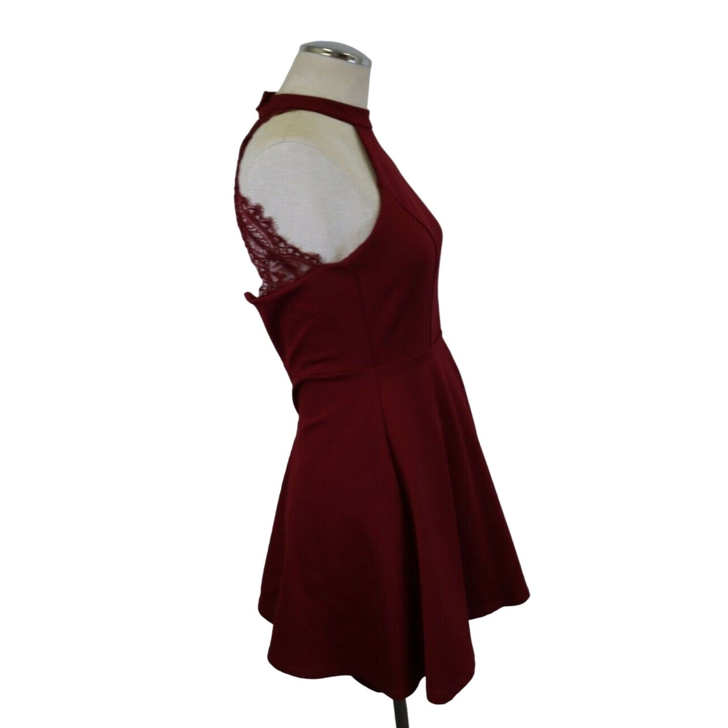 Lulus Women Burgundy Halter Sleeveless Fit+Flare Party Dress Size XS 57D1955D25 (a)