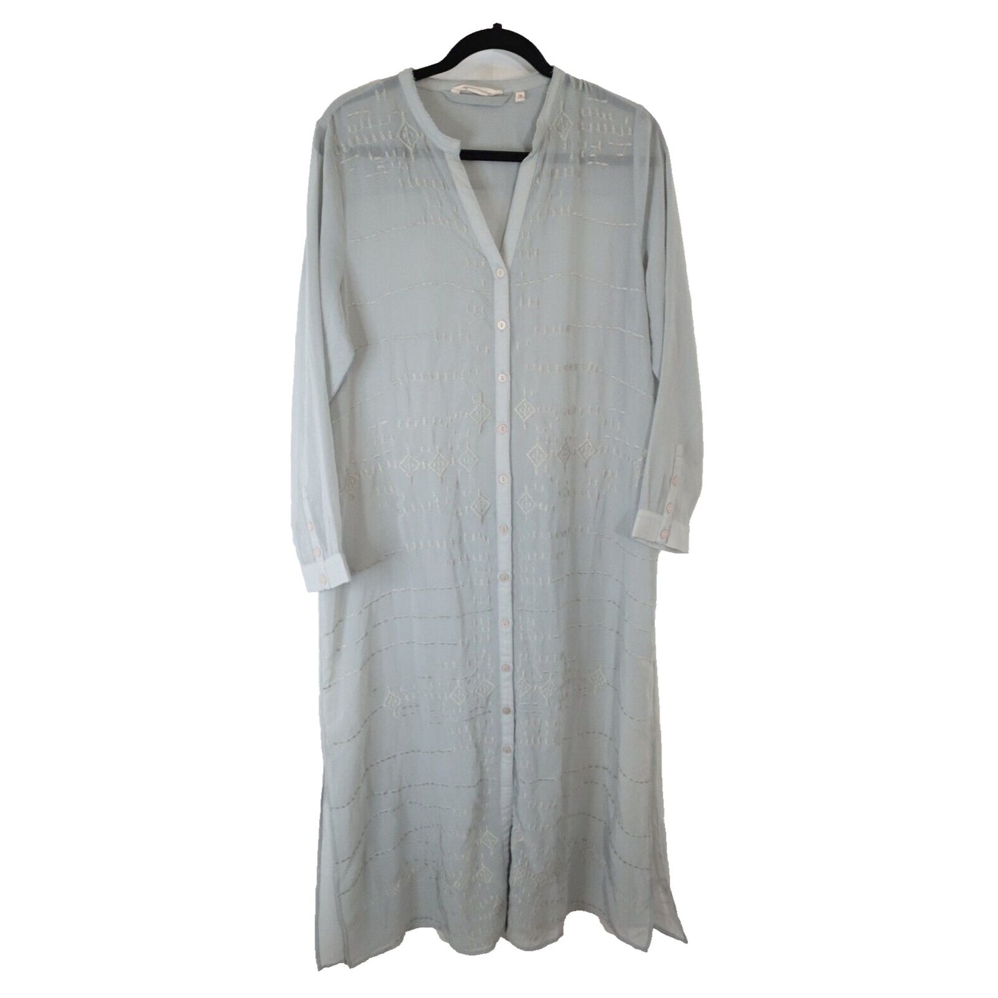 Soft Surrounding Petite Medium Midi Button Up Sheer Top Long Sleeve