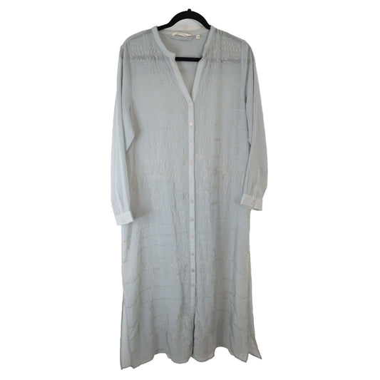 Soft Surrounding Petite Medium Midi Button Up Sheer Top Long Sleeve