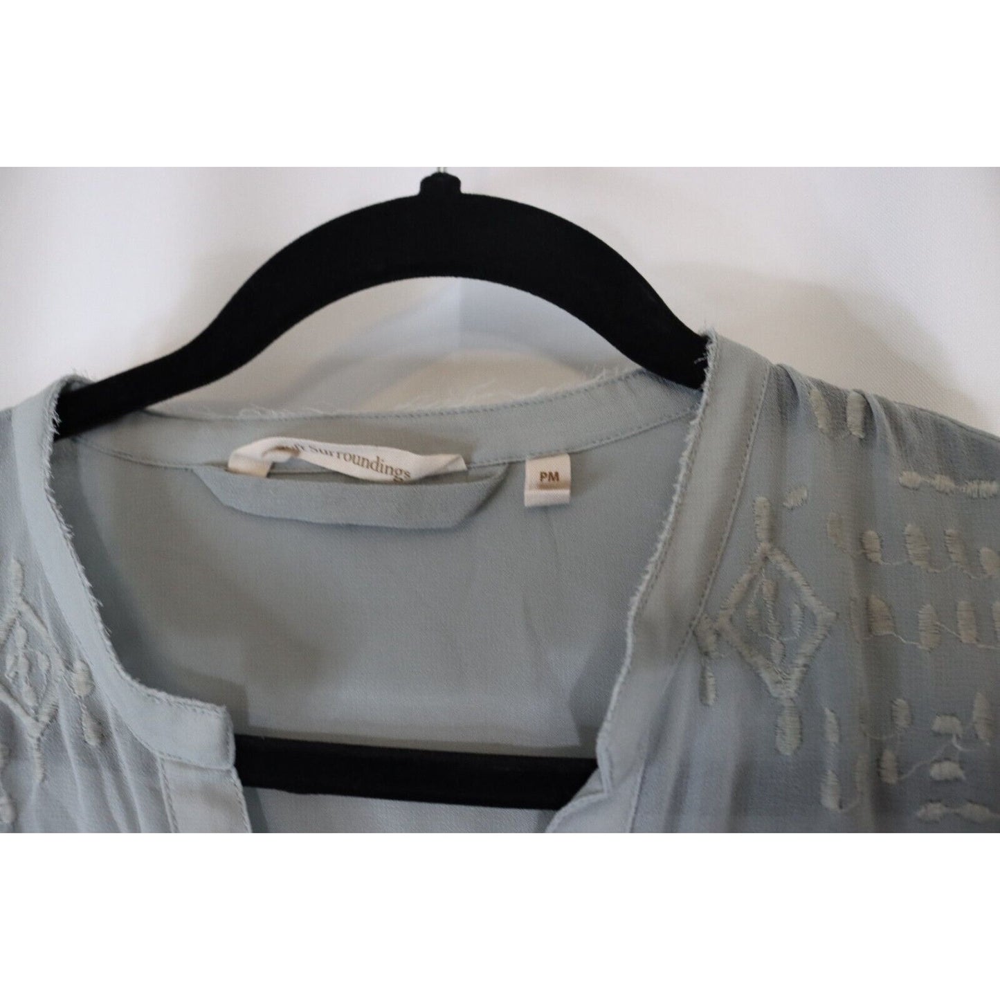 Soft Surrounding Petite Medium Midi Button Up Sheer Top Long Sleeve