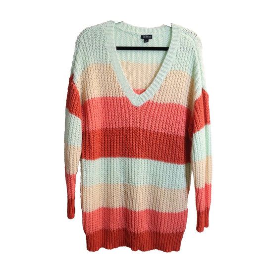 Torrid Sweater Chunky Knit V-neck Striped Pullover Boho Plus Sz 1 (1X)