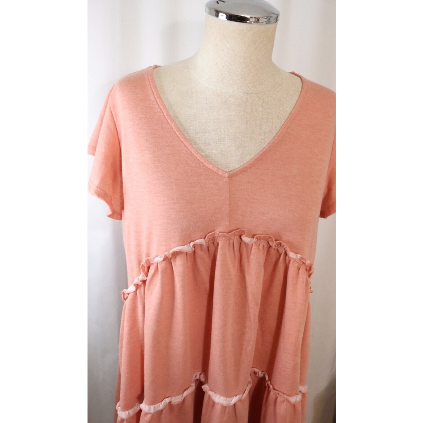 Altar'd State Peach Mini Shift Dress V Neck Short Sleeve Size Medium