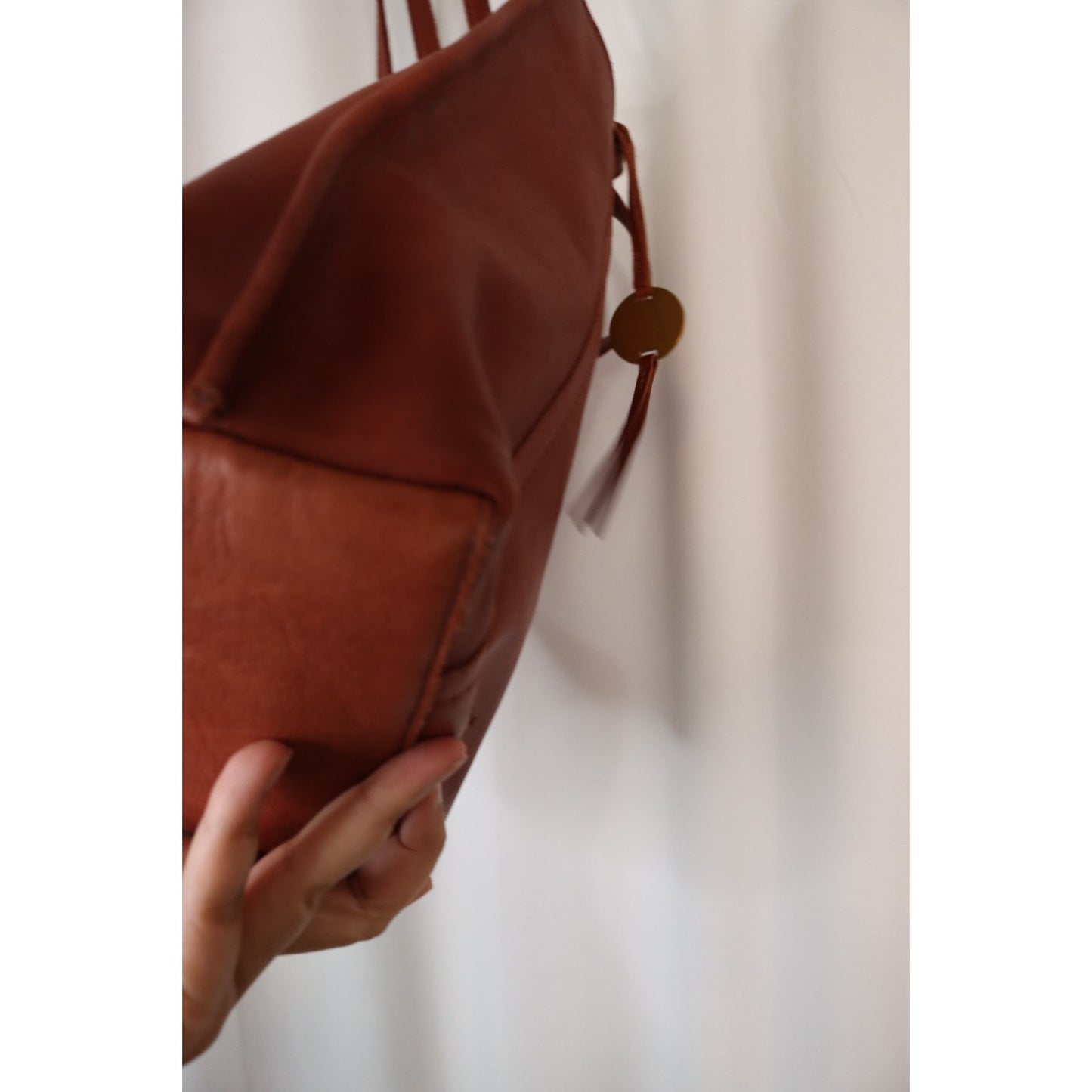 Margot Soft Leather Double Handlex2 Shoulder Tote Top Handle Brown