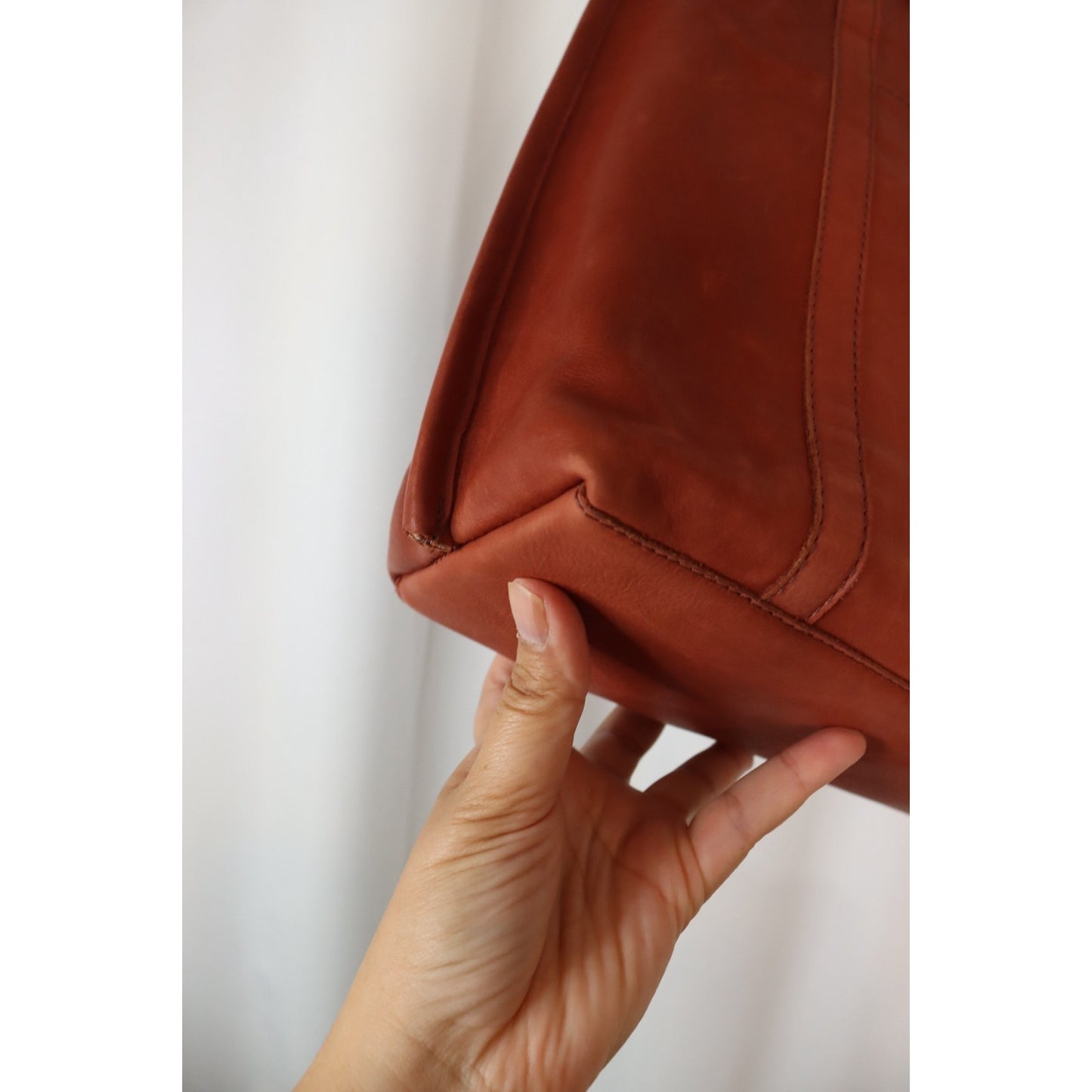 Margot Soft Leather Double Handlex2 Shoulder Tote Top Handle Brown