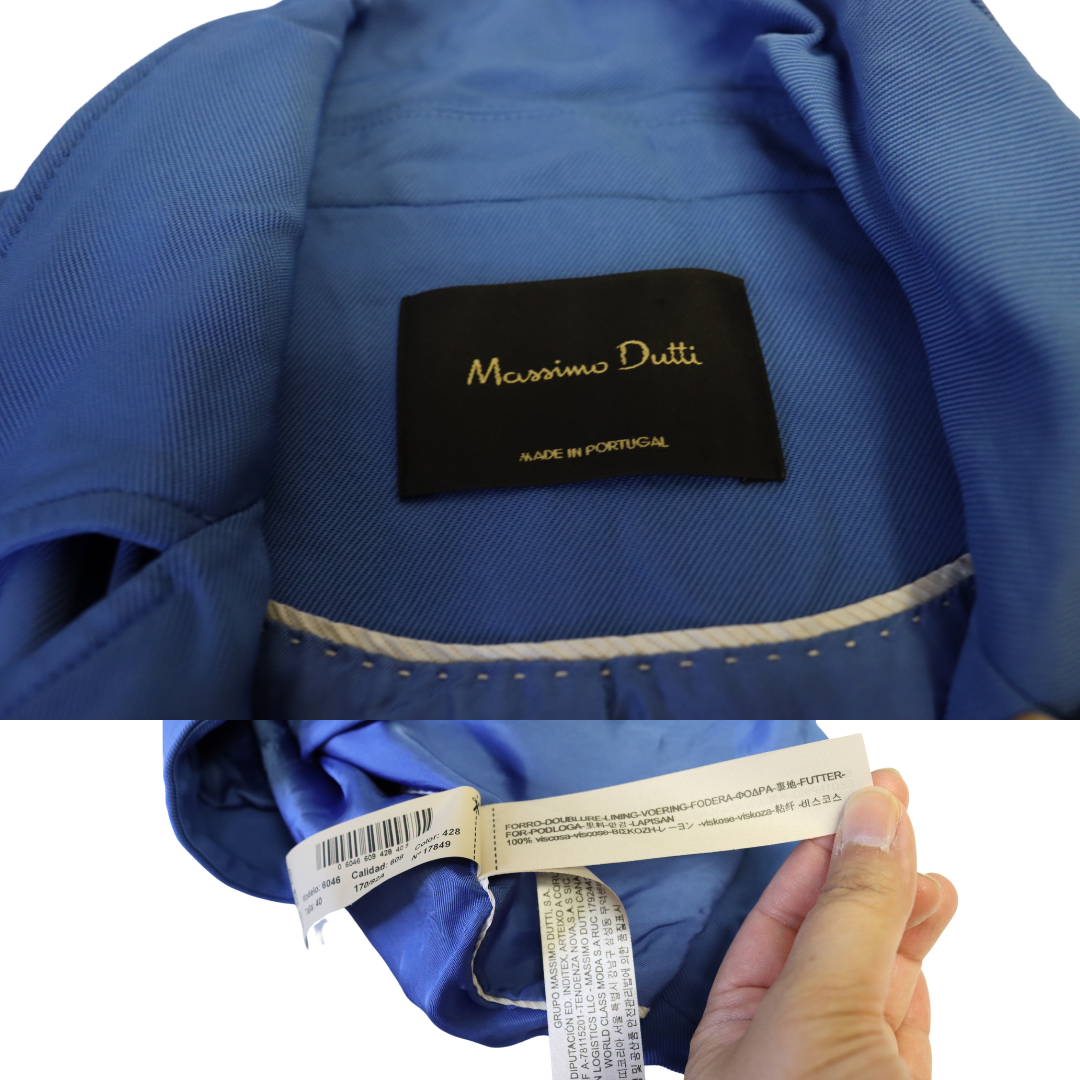 Massimo Dutti Blue Zip Up Jacket Long Sleeve Asymmetrical (K)