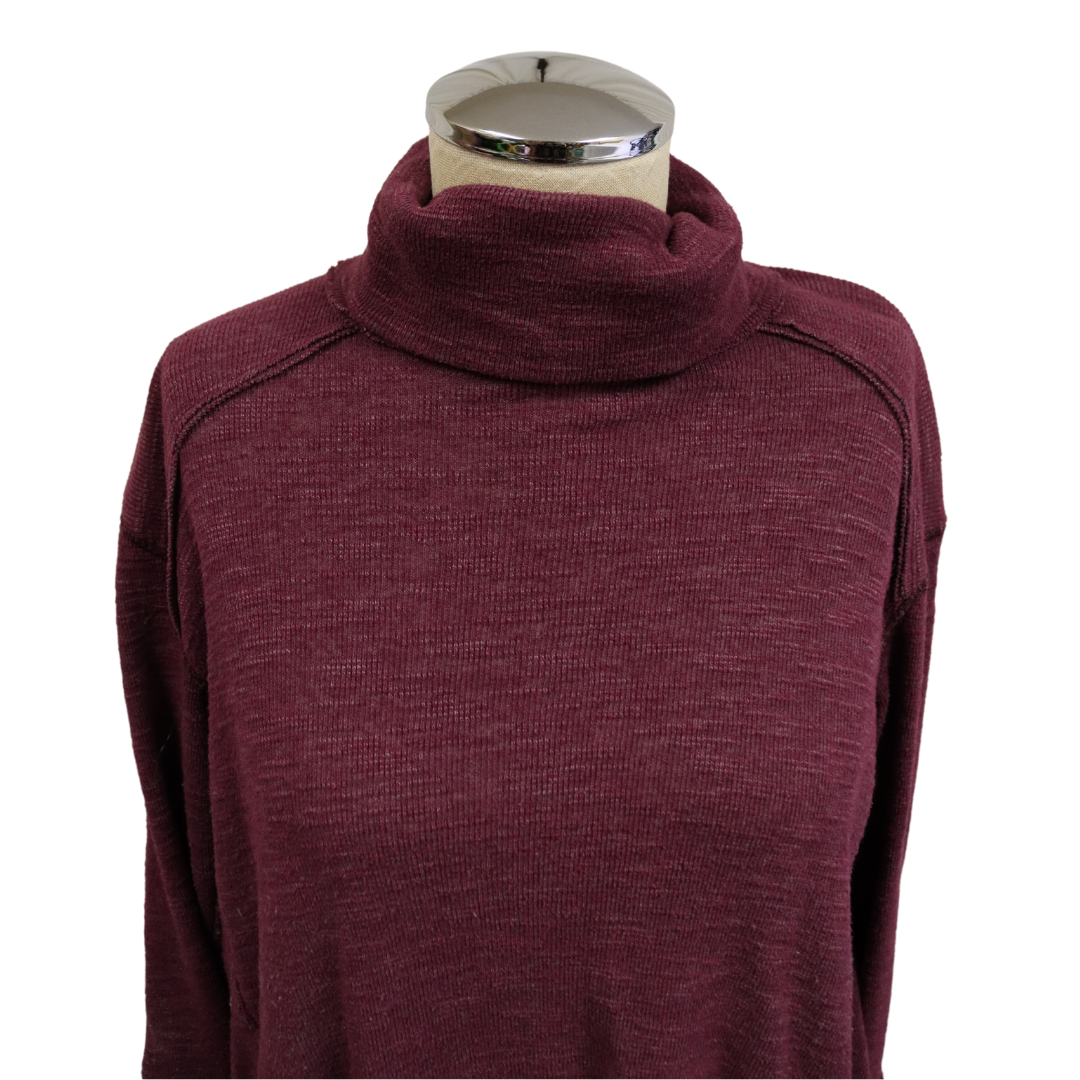 We the free long sleeve turtleneck open back maroon XS (K)