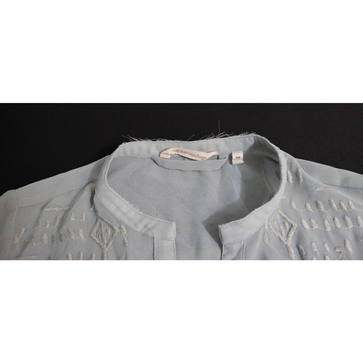 Soft Surrounding Petite Medium Midi Button Up Sheer Top Long Sleeve
