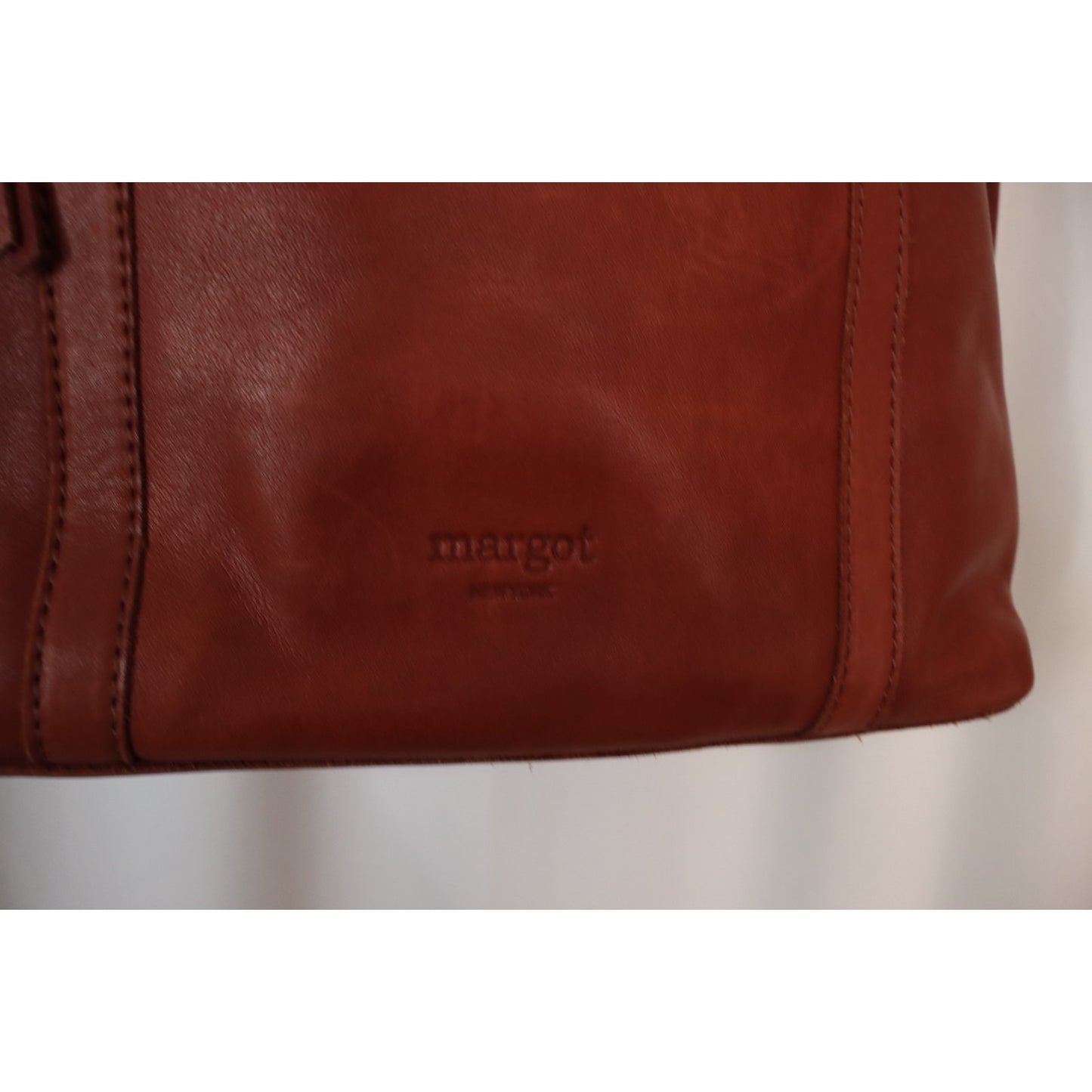 Margot Soft Leather Double Handlex2 Shoulder Tote Top Handle Brown