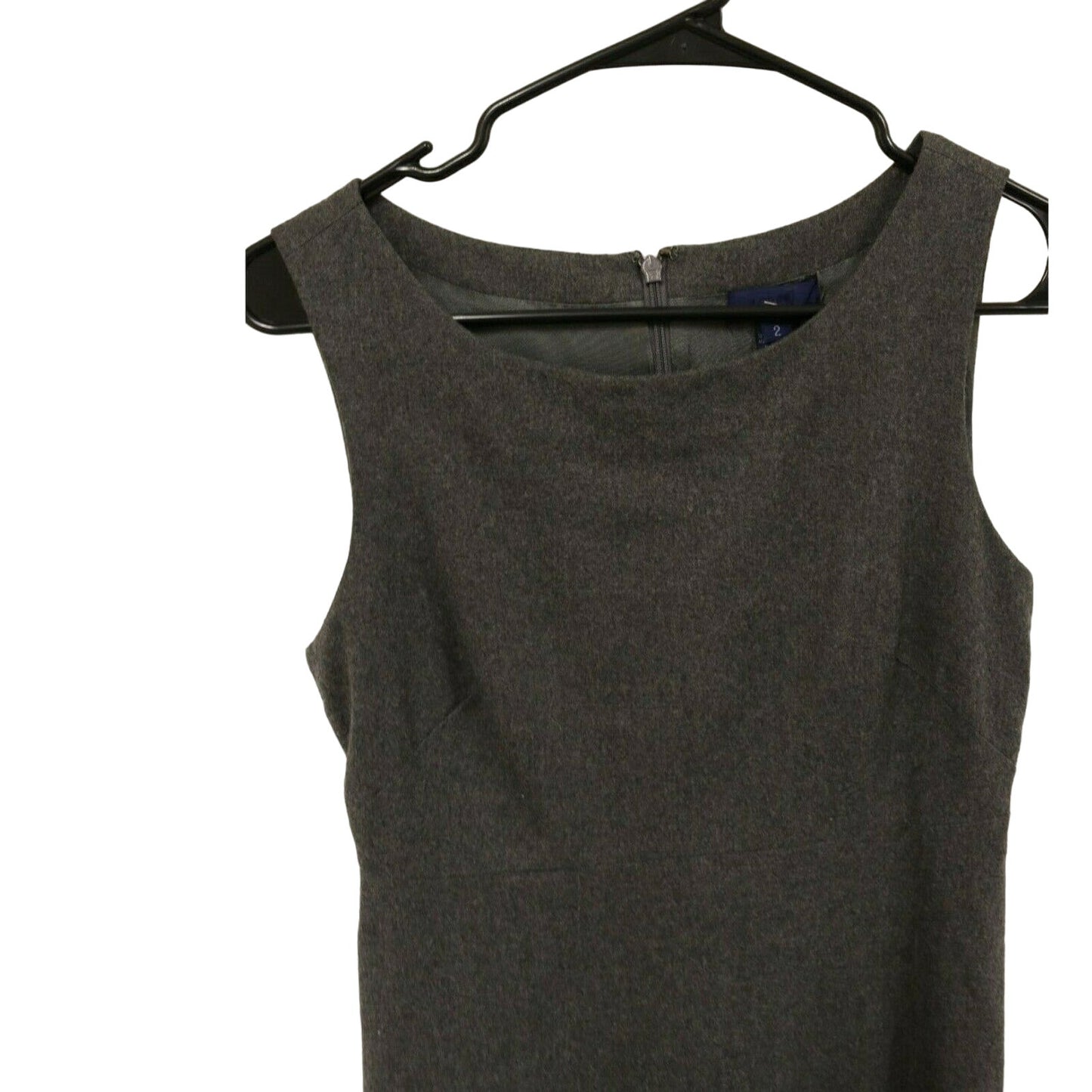 J. Crew Women's Grey 100% Wool Lined Sheath Dress Size 2 Sleeveless Pockets