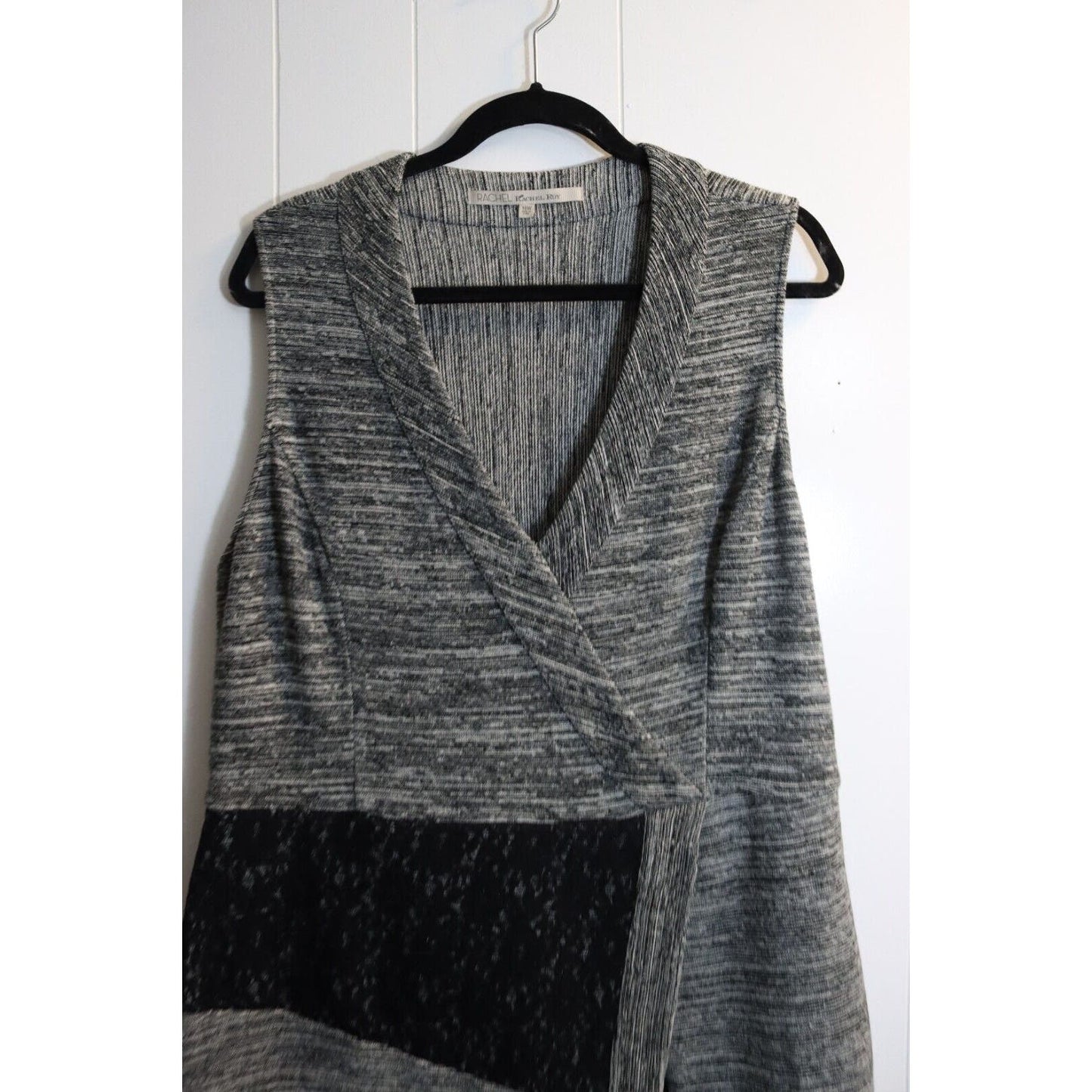 Rachel Roy Dress Faux Wrapped Sleeveless Grey and Black