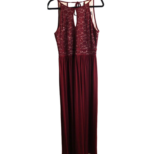 Morgan and Co Maroon Evening Sleeveless Maxi Dress Size 14