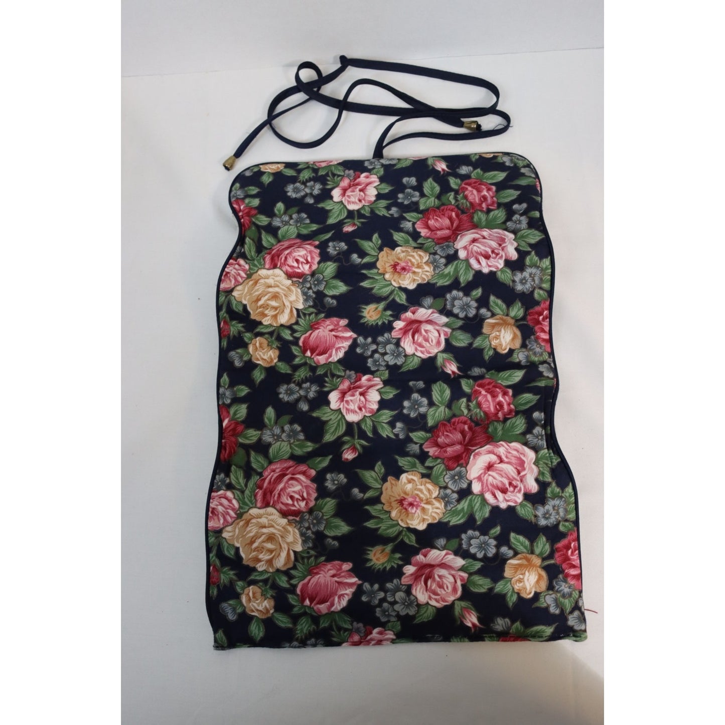 Vintage Cotton Travel Jewelry Bag Floral Green