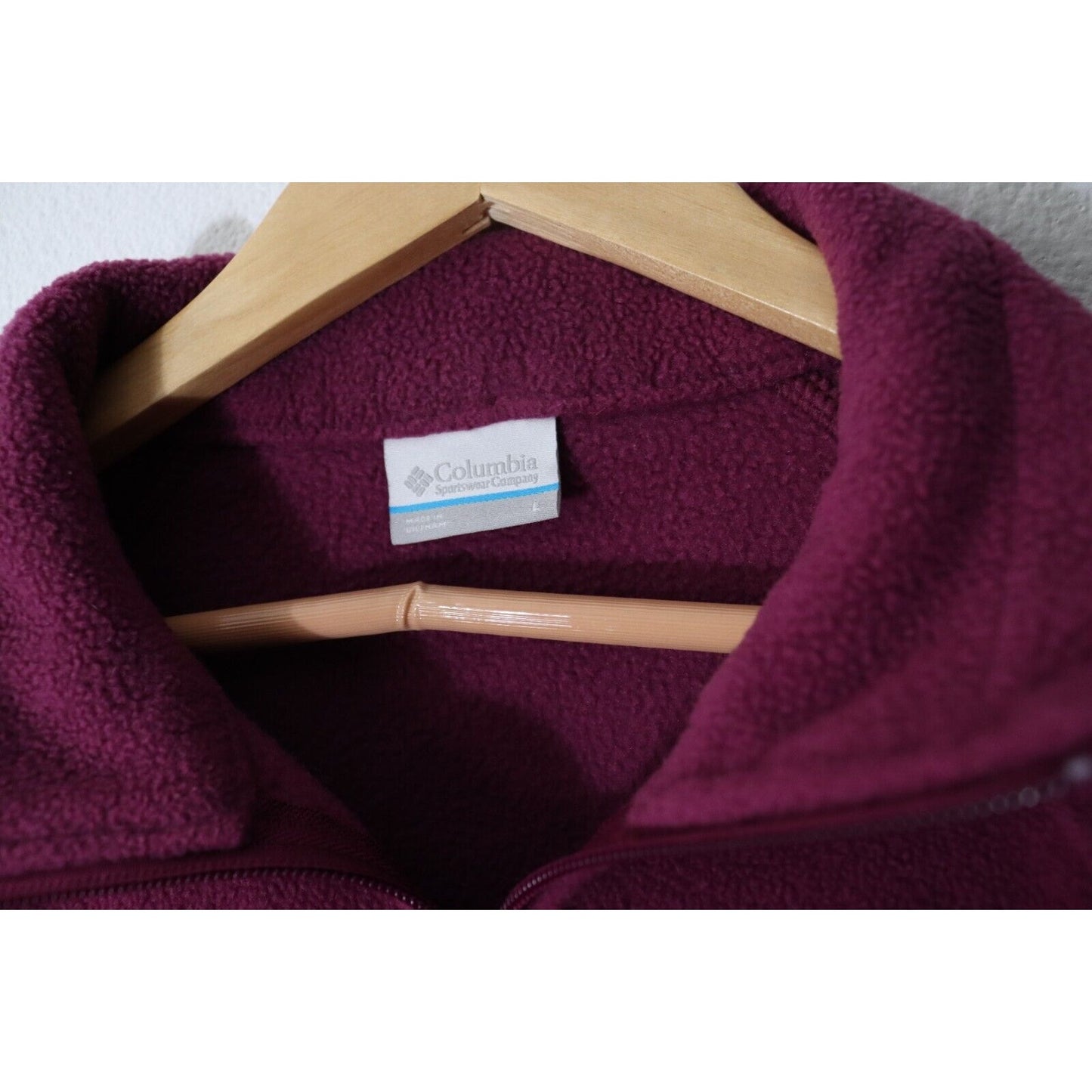Columbia Purple Full Zip Fleece Sweater Size Large Pockets