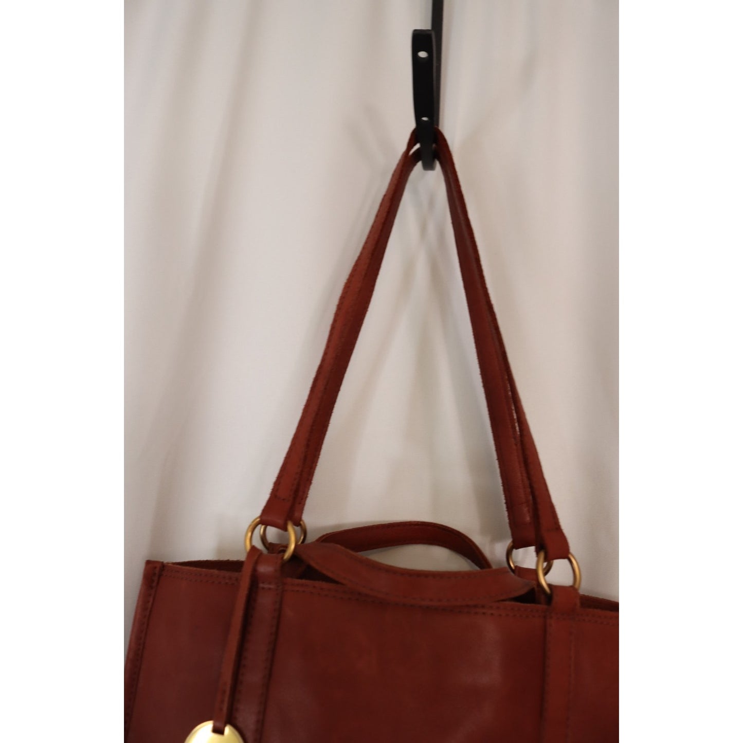 Margot Soft Leather Double Handlex2 Shoulder Tote Top Handle Brown