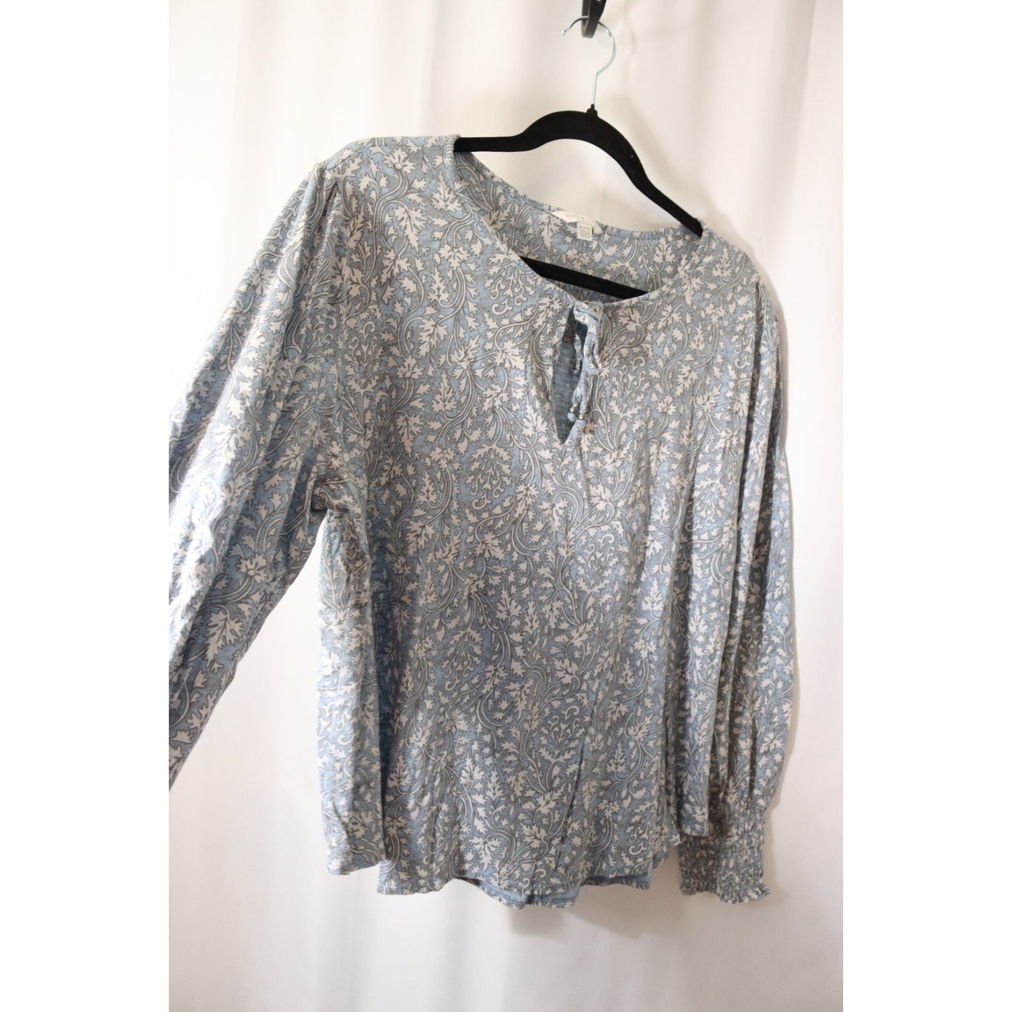 Lucky Grey Blue Long Sleeve Top XL Cotton Modal Floral