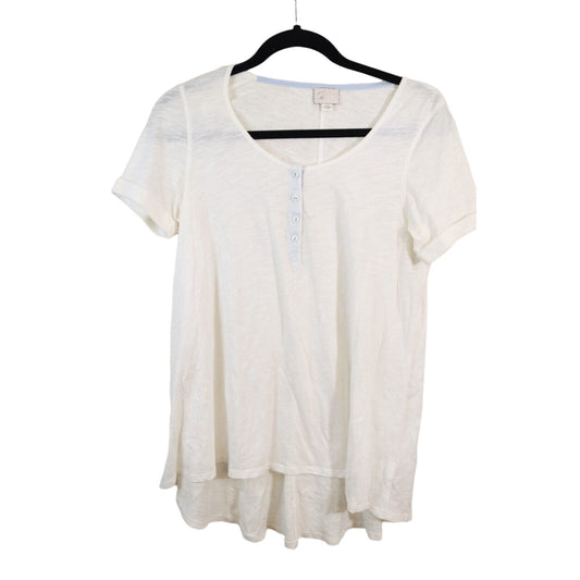 Antropologie White Top Size Small Cotton Short Sleeve