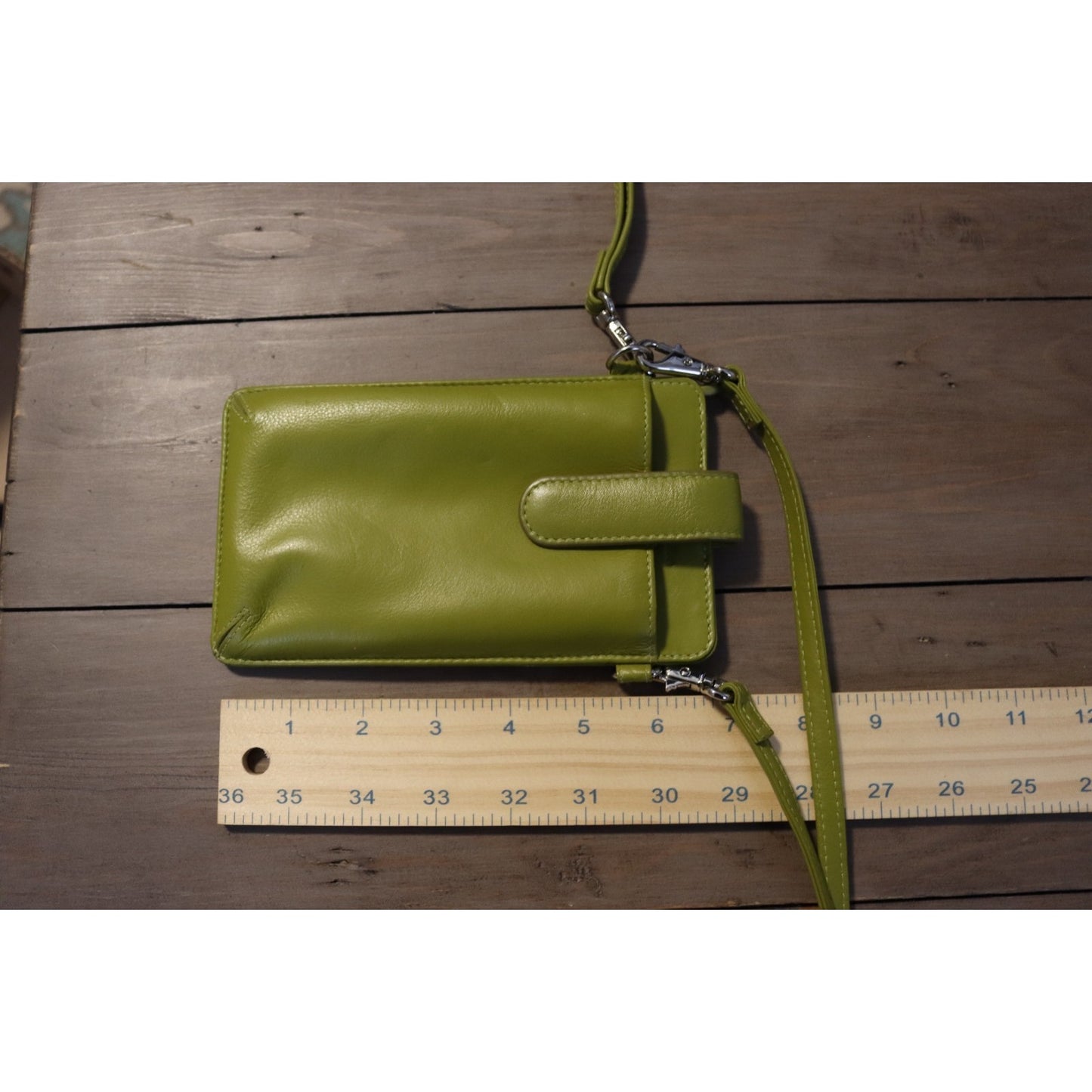 Green Leather Crossbody Wallet Detachable REID