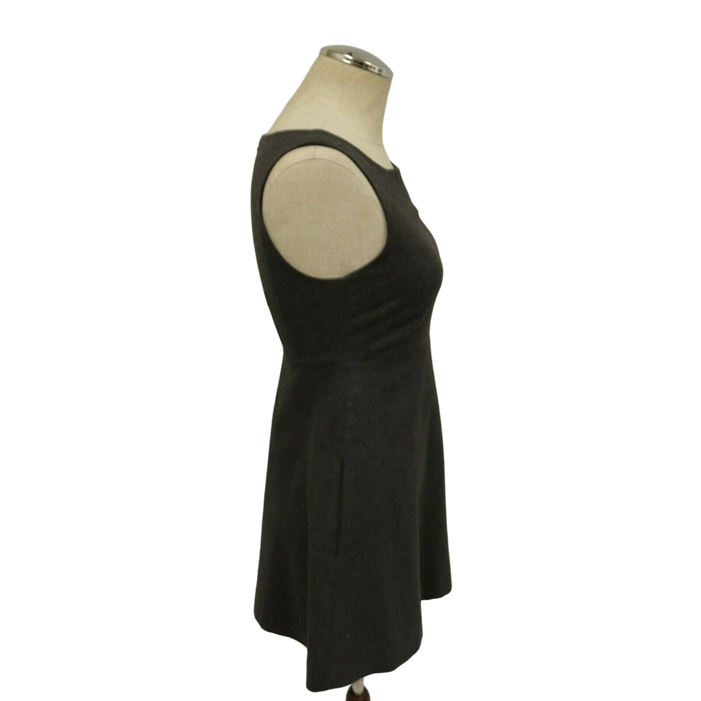 J. Crew Women's Grey 100% Wool Lined Sheath Dress Size 2 Sleeveless Pockets
