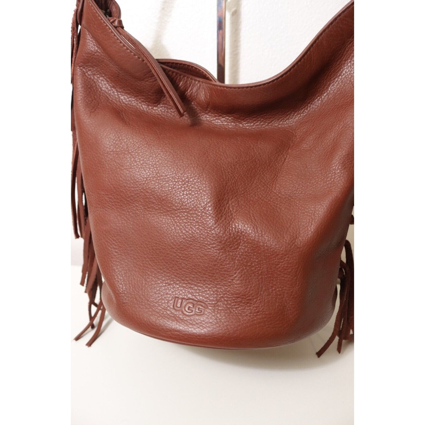 Ugg Brown Leather Bucket Bag with Tassel