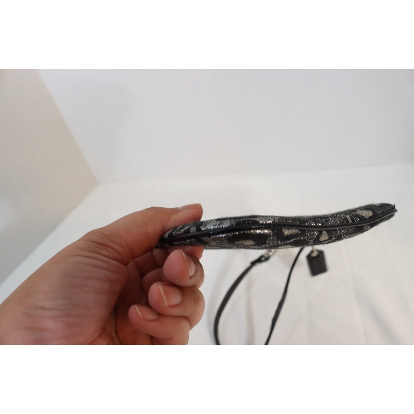 Coach Wristlet Leopard Black Grey Metallic