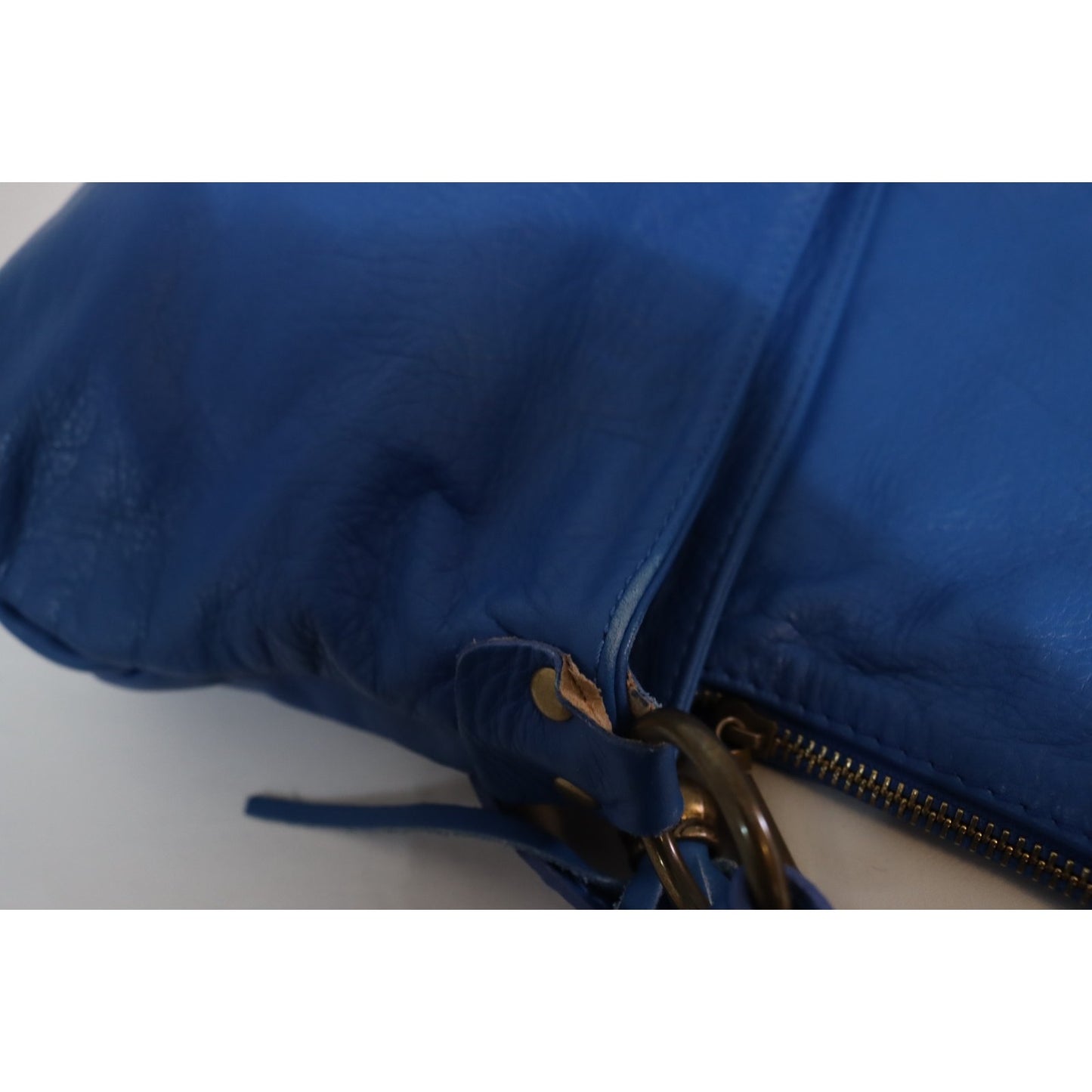 Vera Pelle Blue Crossbody Adjustable Fold Over Zip Made in Italy