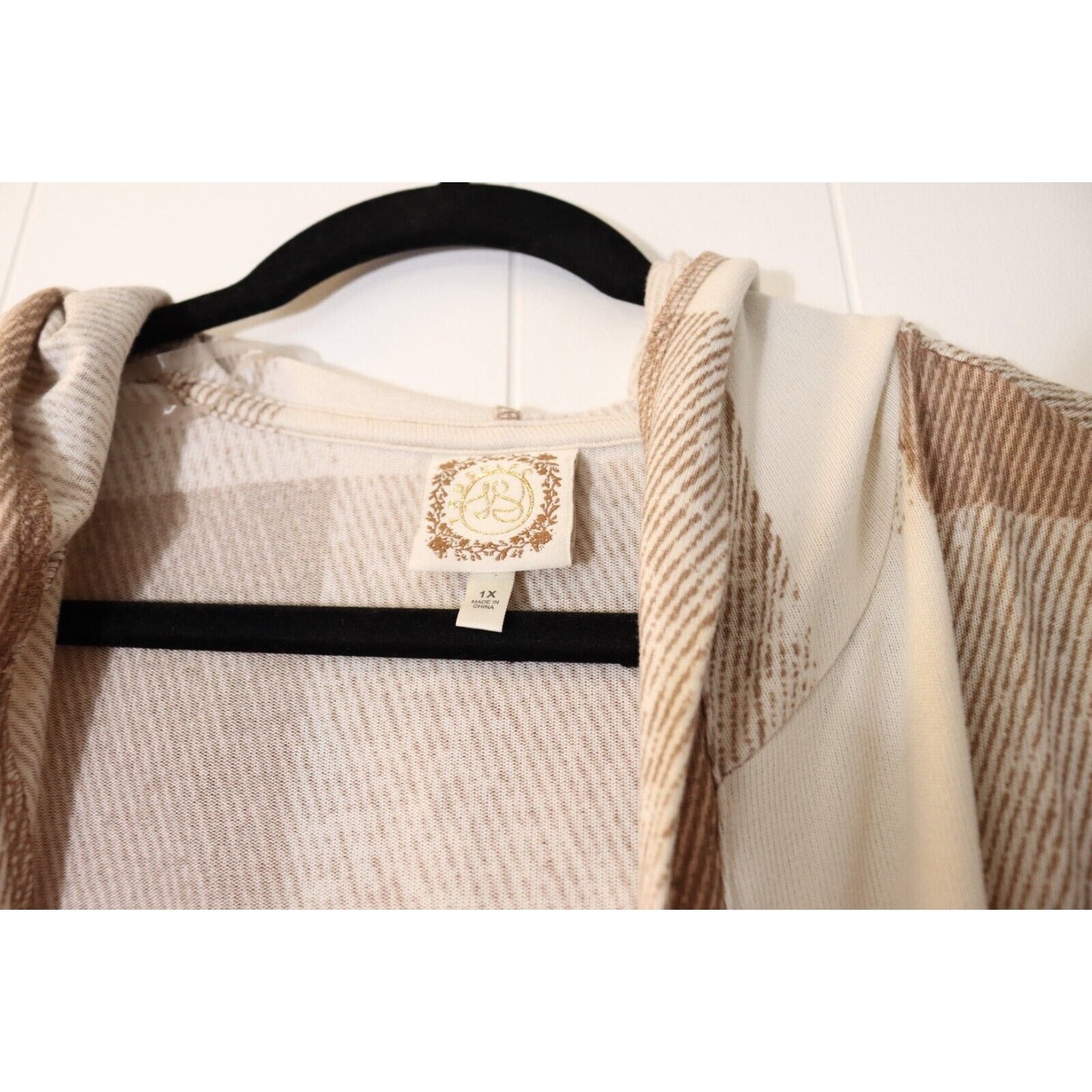 Truself Cardigan Open Hoodie Size 1X Beige/Brown