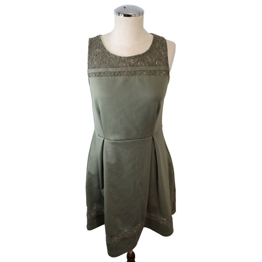 Altar'd State Green Fit and Flare Dress Size Medium Zip Sleeveless