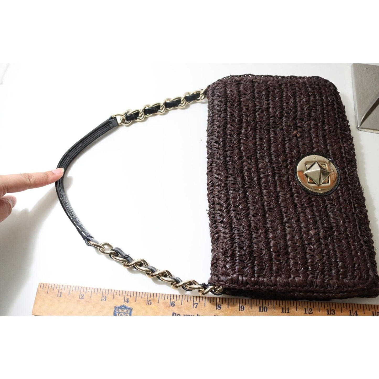 Kate Spade New York Rose Hall Monette Brown Wicker Shoulder Bag