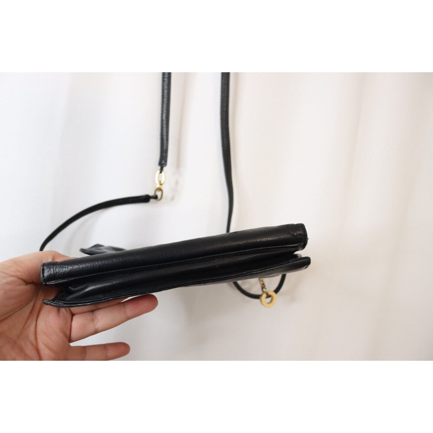 Perlina Soft Black Leather Organizer Crossbody