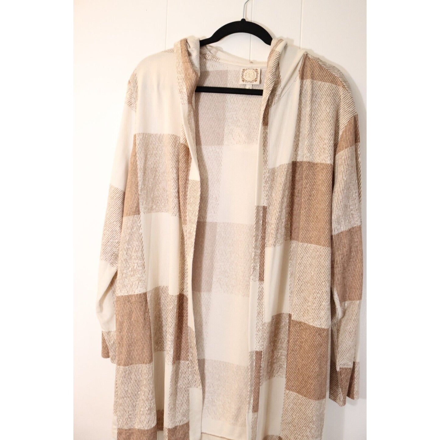Truself Cardigan Open Hoodie Size 1X Beige/Brown