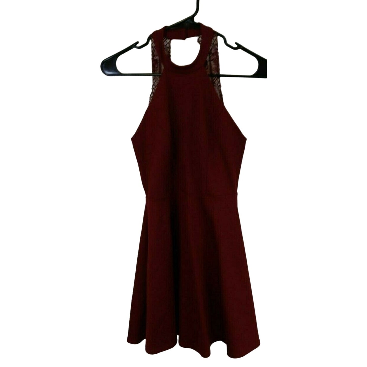Lulus Women Burgundy Halter Sleeveless Fit+Flare Party Dress Size XS 57D1955D25 (a)