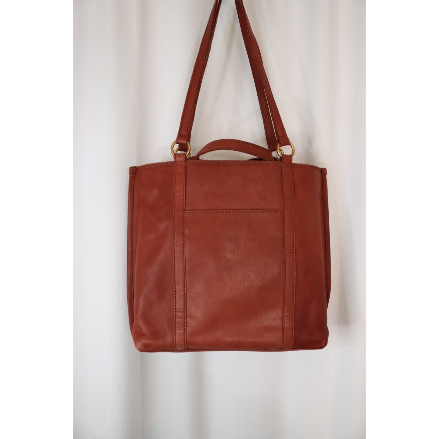 Margot Soft Leather Double Handlex2 Shoulder Tote Top Handle Brown
