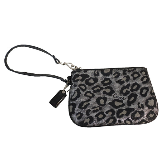 Coach Wristlet Leopard Black Grey Metallic