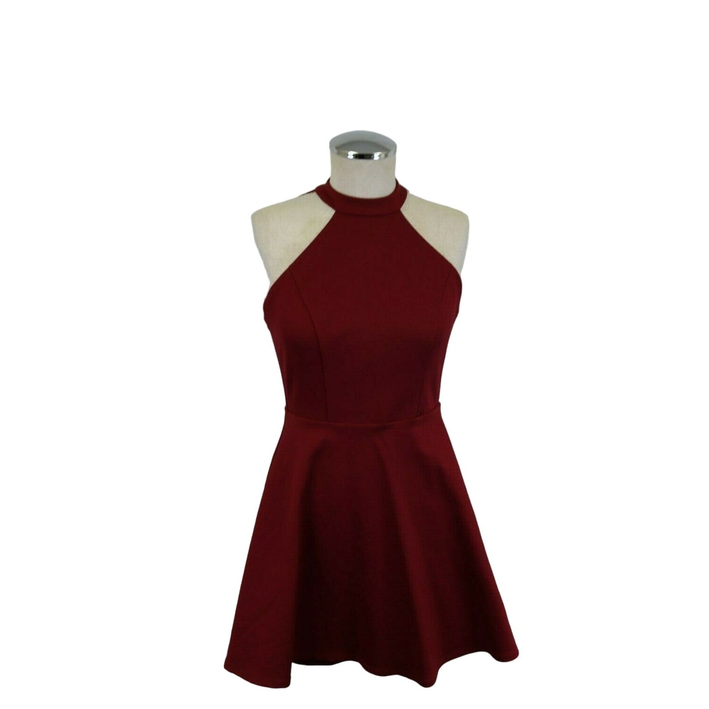 Lulus Women Burgundy Halter Sleeveless Fit+Flare Party Dress Size XS 57D1955D25 (a)