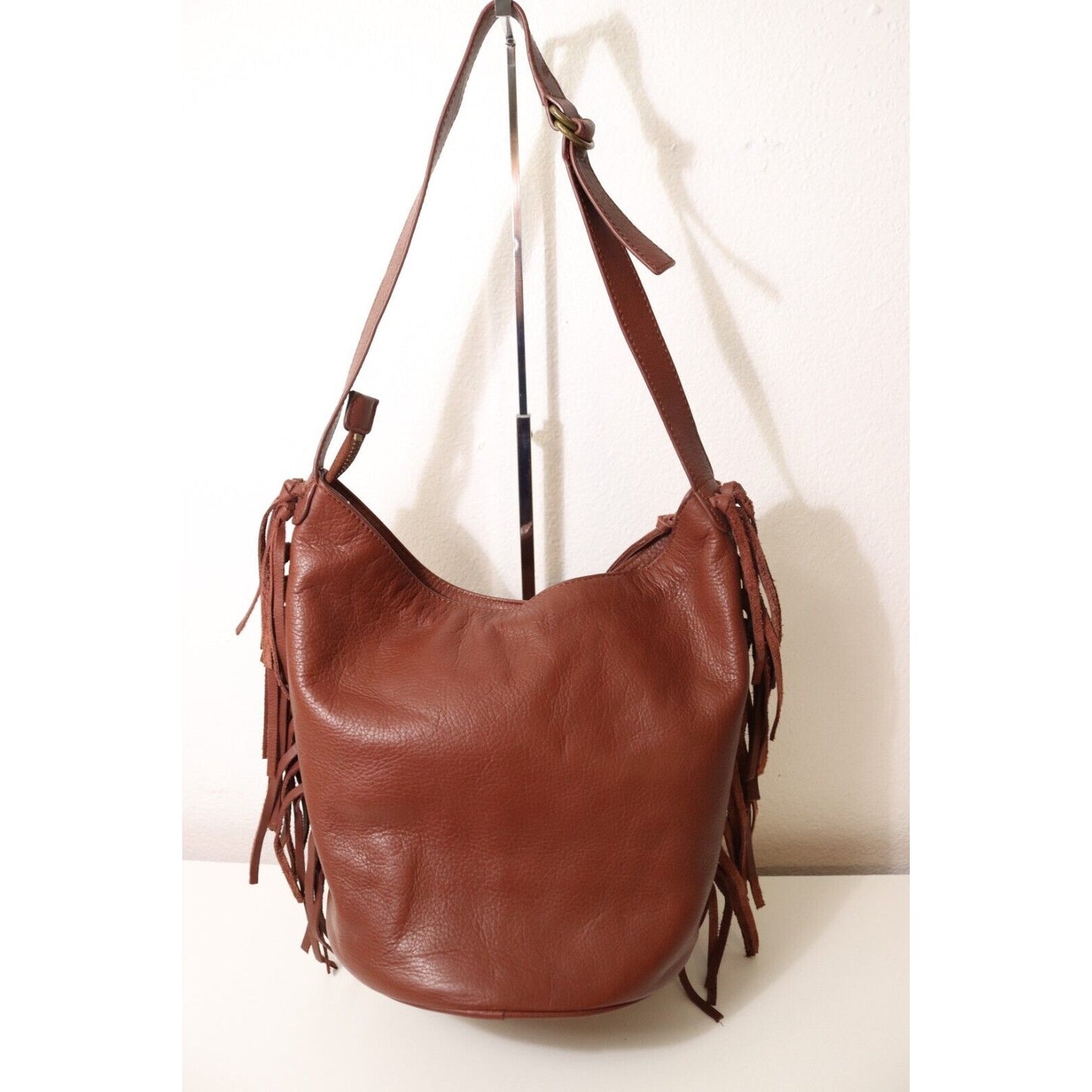 Ugg Brown Leather Bucket Bag with Tassel