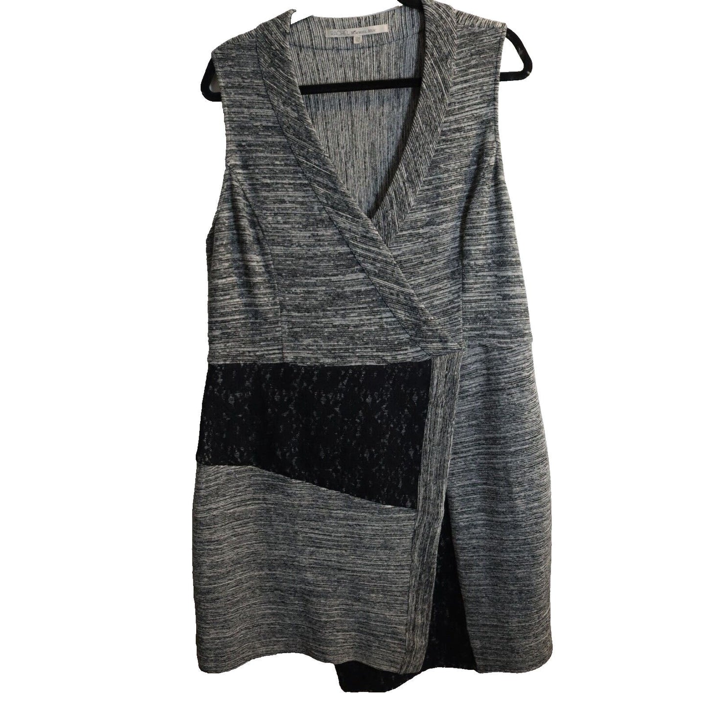 Rachel Roy Dress Faux Wrapped Sleeveless Grey and Black