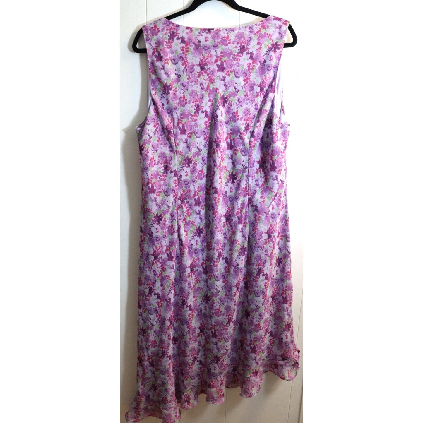 Venezia Dresses Purple Floral Pullover Flirty Ruffle Hem Lined