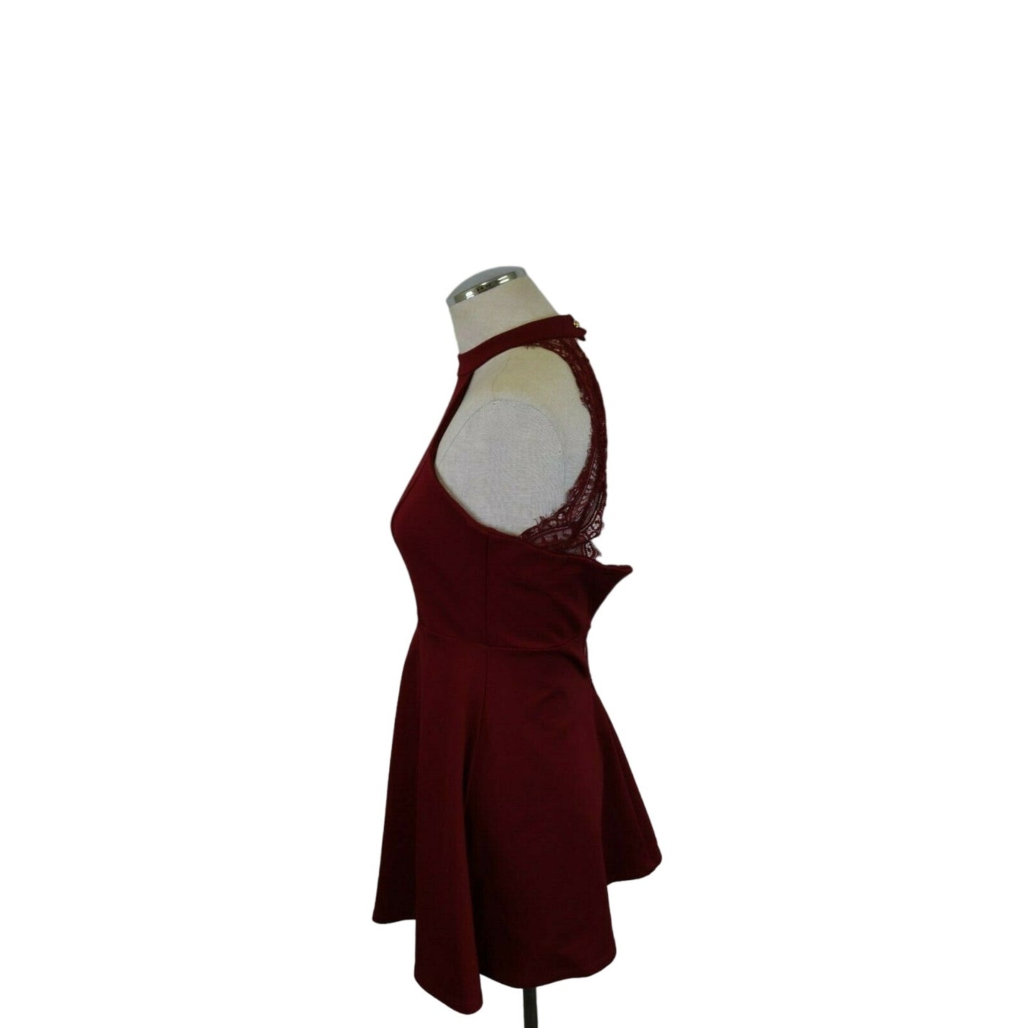 Lulus Women Burgundy Halter Sleeveless Fit+Flare Party Dress Size XS 57D1955D25 (a)