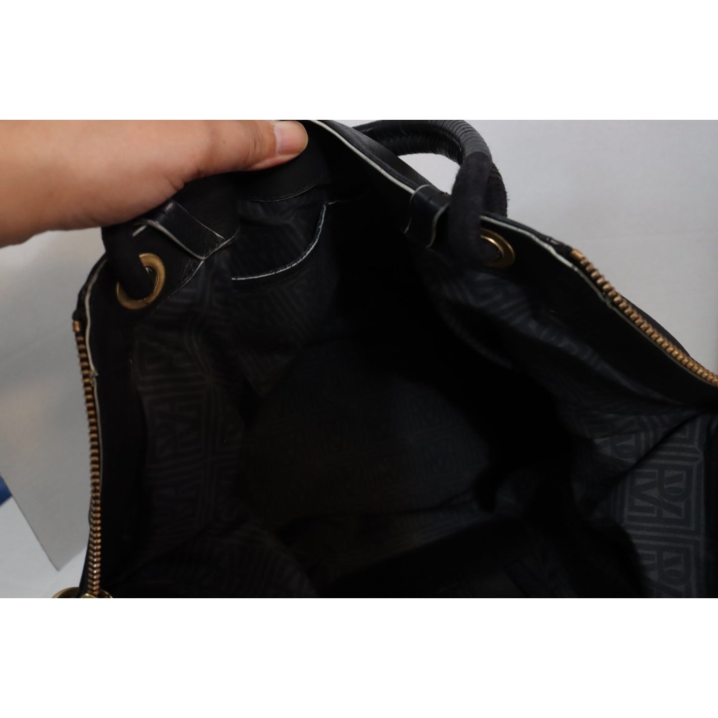 Pour La Victoire Black Leather Bag Large Double Handle Shoulder Bag