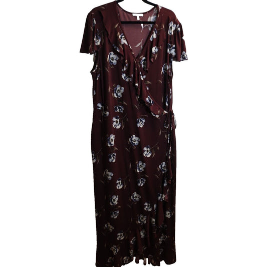 Maurices Plus Black Floral Long Wrap Dress (66)