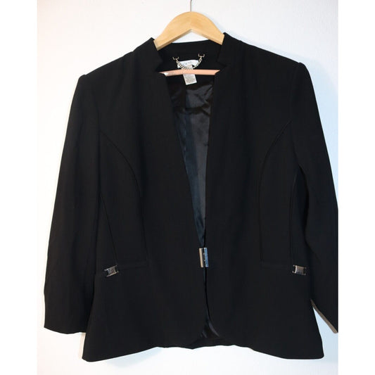 Cache Black Blazer Size 14 Silver Hardware Triacetate/Polyester