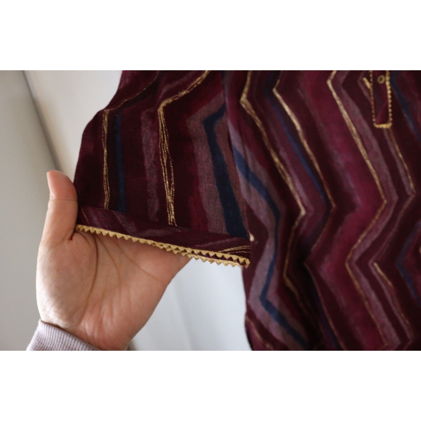NWT Intune Tunic Red Gold Top 3/4 Sleeve Size 43"