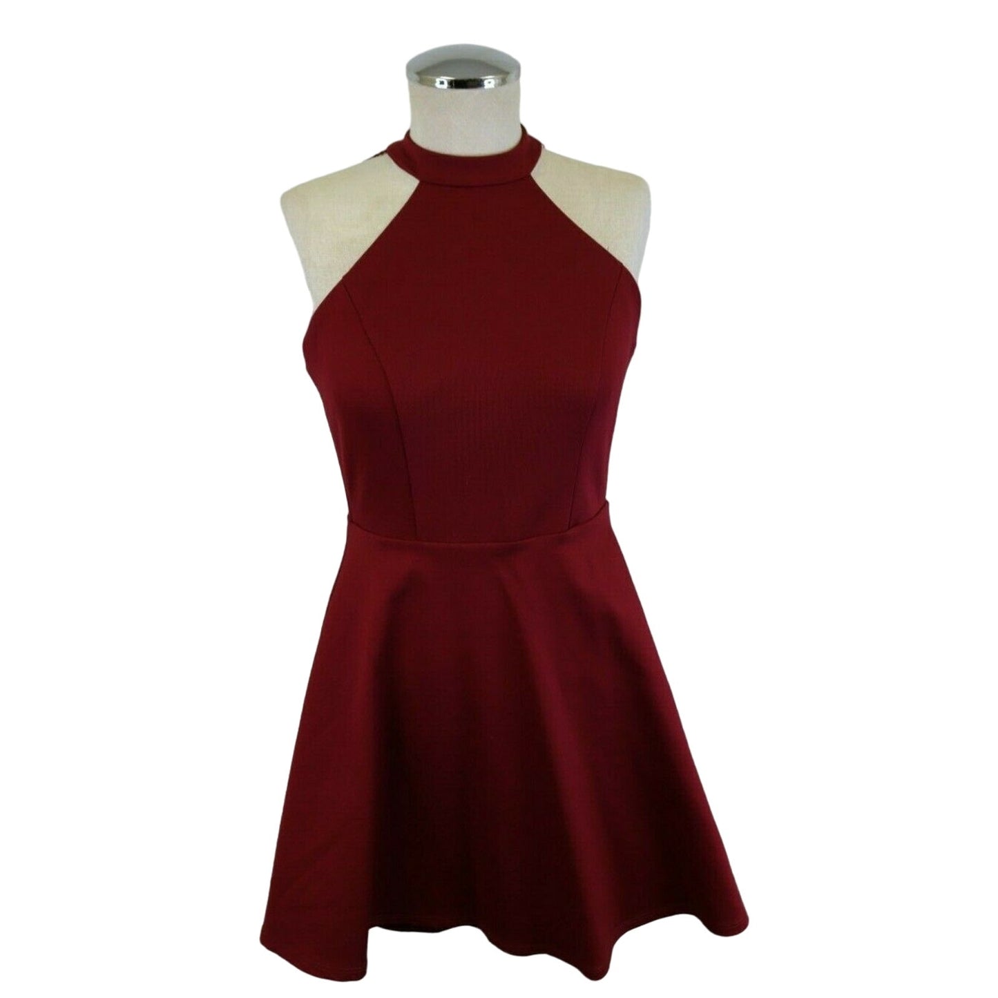 Lulus Women Burgundy Halter Sleeveless Fit+Flare Party Dress Size XS 57D1955D25 (a)