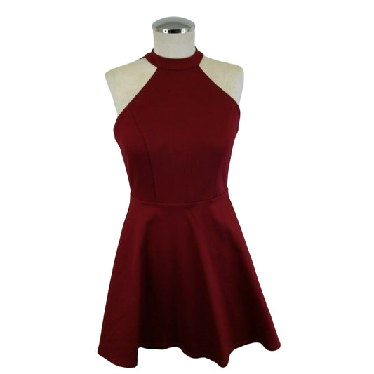 Lulus Women Burgundy Halter Sleeveless Fit+Flare Party Dress Size XS 57D1955D25 (a)