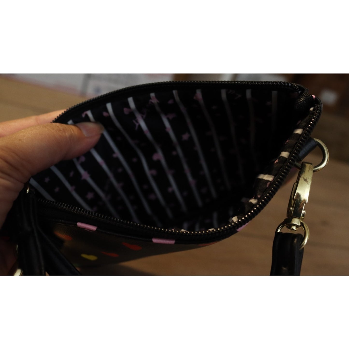 Luv Betsey by Betsey Johnson Black Rainbow Crossbody Bag Detachable Heart (31