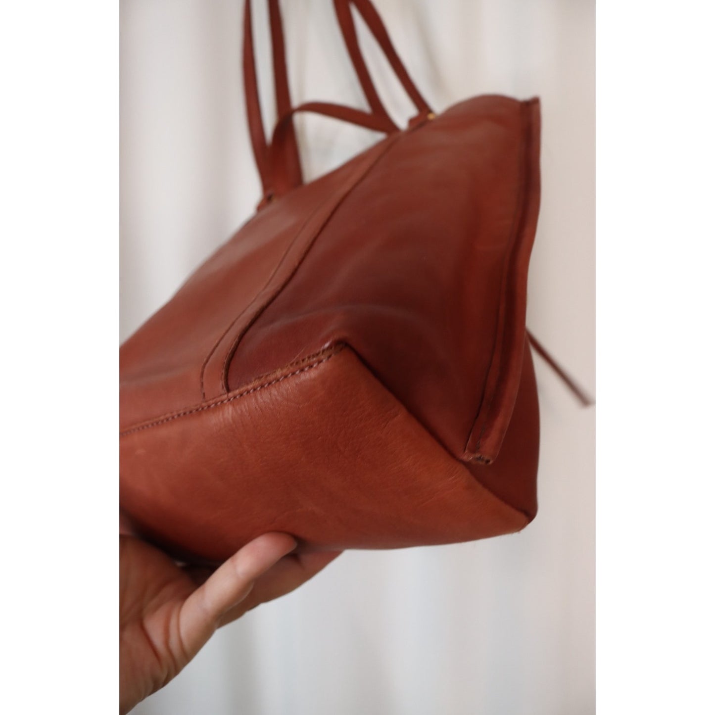 Margot Soft Leather Double Handlex2 Shoulder Tote Top Handle Brown