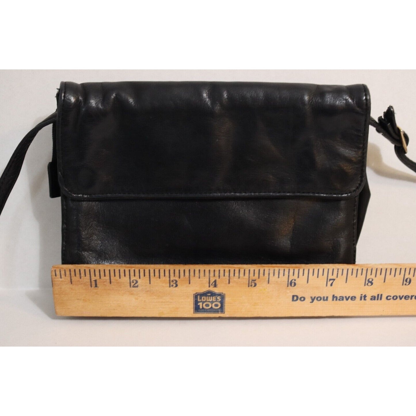 Perlina Soft Black Leather Organizer Crossbody