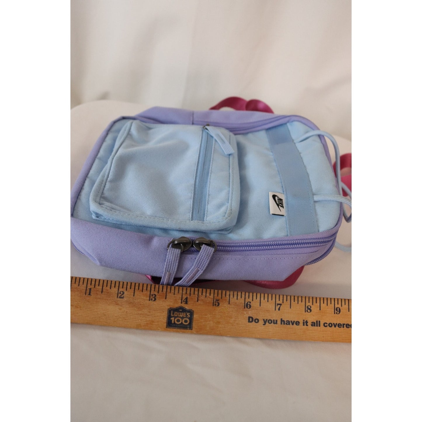 Vintage Nike Small Backpack Pastels Blue Pink Purple Expandable Flaws